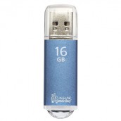 Флеш-диск 16 GB, SMARTBUY V-Cut, USB 2.0, металлический корпус, синий, SB16GBVC-B