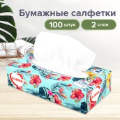 Салфетки косметические 100 шт. в картонном боксе 2-слойные, LAIMA "Everyday", 20х20 см, 113588