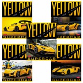 Тетрадь А5 48 л. HATBER скоба, клетка, обложка картон, "YELLOWsupercar" (5 видов в спайке), 48Т5В1