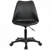 Кресло стул BRABIX "Eames MG-310 PL", пластик черный, экокожа черная, 532927
