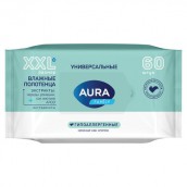 Полотенца влажные 60 шт., AURA "Family", универсальные, 14403