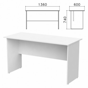 Стол письменный "Бюджет", 1360х600х740 мм, белый, 402661-290