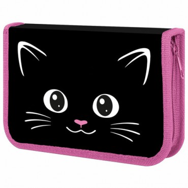Пенал ПИФАГОР, 1 отделение, ламинированный картон, 19х11 см, "Dark kitten", 273467
